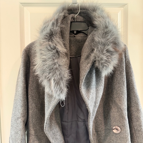 NEW Long Cashmere Alpaca Lana Wool Winter Coat Women’s sz S Premium Grey Color - Picture 2 of 16